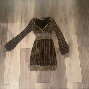 Stripe glittered detail long sleeve dress.